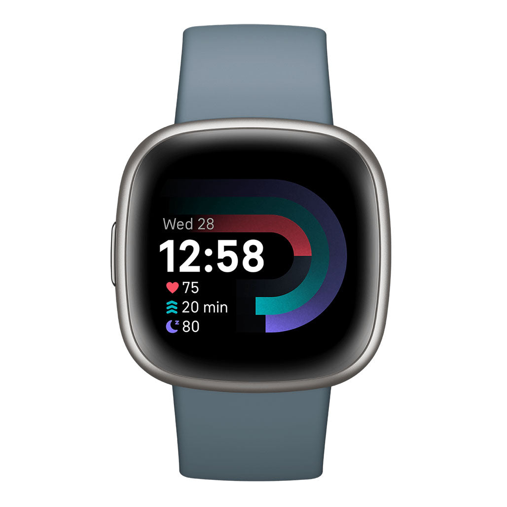 A Photo Of Fitbit Versa 4 Platinum Aluminum Smartwatch - Advanced Health & Fitness Tracking, Long Battery Life, Built-in GPS