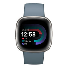 A Photo Of Fitbit Versa 4 Platinum Aluminum Smartwatch - Advanced Health & Fitness Tracking, Long Battery Life, Built-in GPS