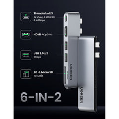 A Photo Of Ugreen 6 In 2 USB C Hub Adapter for MacBook Pro MacBook Air | CM380