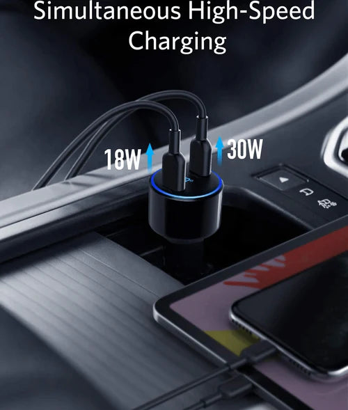 A Photo Of Anker PowerDrive III Duo 48W Car Charger 2 USB-C Port | AN.A2725H11.BK