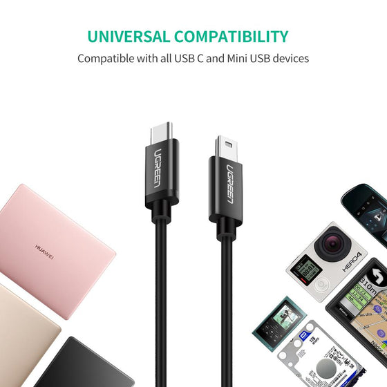 A Photo Of Ugreen USB-C To Mini USB Cable – 1m | US242