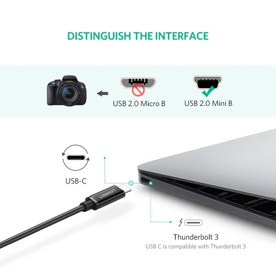 A Photo Of Ugreen USB-C To Mini USB Cable – 1m | US242