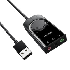 A Photo Of Ugreen USB Audio Adapter External Stereo Sound Card 3.5mm Headphone Mic | CM129