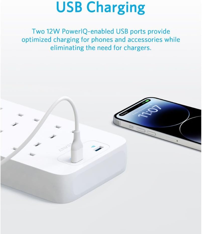 A Photo Of Anker 342 Power Strip - 1.8m Cable - White | AN.A9182K21.WT