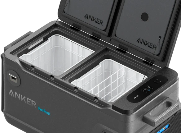 A Photo Of Anker EverFrost Dual-Zone Portable Cooler 50 with 299Wh Battery(New), Powered by AC/DC or Solar | AN.A17A22M1.GN