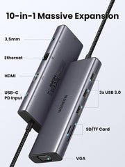 A Photo Of Ugreen USB C Hub, 10-in-1 USB-C Dongle | CM498