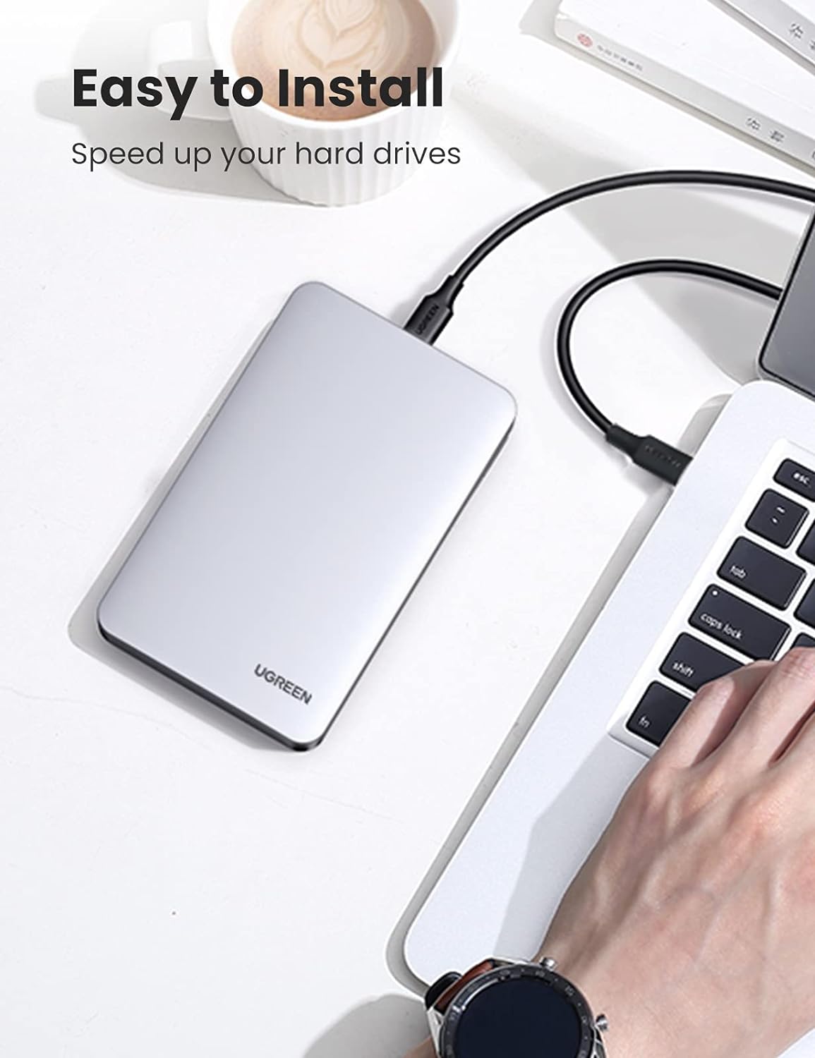 A Photo Of UGREEN USB C Hard Drive Enclosure for 2.5