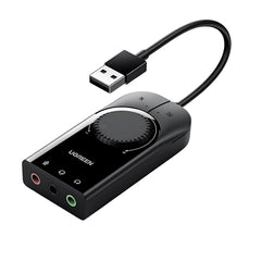 A Photo Of Ugreen USB Audio Adapter External Stereo Sound Card 3.5mm Headphone Mic | CM129