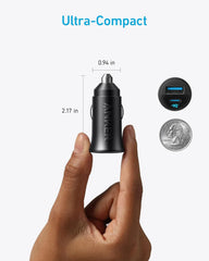 A Photo Of Anker 30W 2-Port (USA-A & USB-C) Car Charger | AN.A2741H11.BK