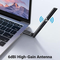 A Photo Of UGreen AC650 Dual Band USB WiFi Adapter | 6dBi High-Gain Antenna | 2.4GHz & 5GHz Wireless Network Dongle | CM496