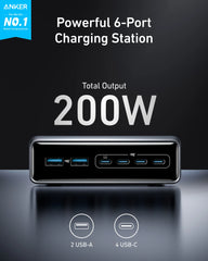 A Photo Of Anker Prime Charger (200W, 6 Ports, GaN) | AN.A2683V41.SL