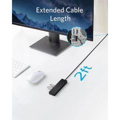 A Photo Of Anker Ultra-Slim 4-Port USB 3.0 Data Hub with 2 ft Cable | AN.A7516016.BK