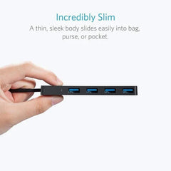 A Photo Of Anker Ultra-Slim 4-Port USB 3.0 Data Hub with 2 ft Cable | AN.A7516016.BK