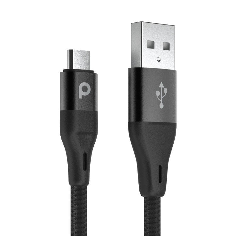 A Photo Of Braided Micro USB Cable 2.2M 2.4A (Aluminum) | PD-AMBR22-BK