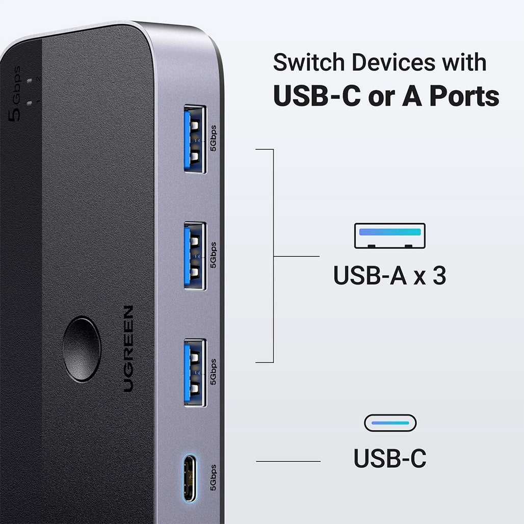 A Photo Of UGREEN CM662 USB 3.0 2-in-4 Switch with 2x USB-A Cables – Black