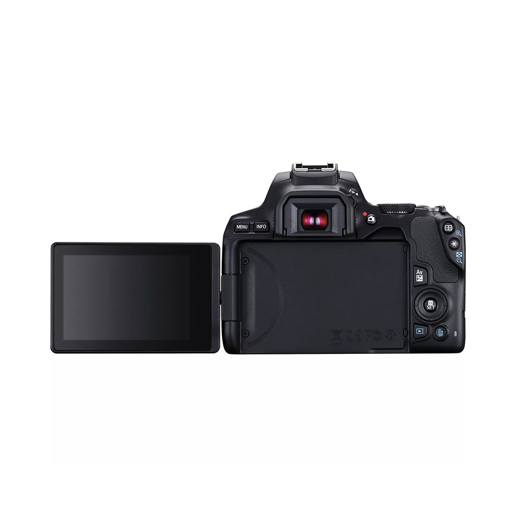 A Photo Of Canon EOS 250D DSLR Camera with EF-S 18-55mm DC III Lens Kit - 24.1MP, 4K UHD Video, Vari-Angle Touchscreen, Wi-Fi & Bluetooth Enabled