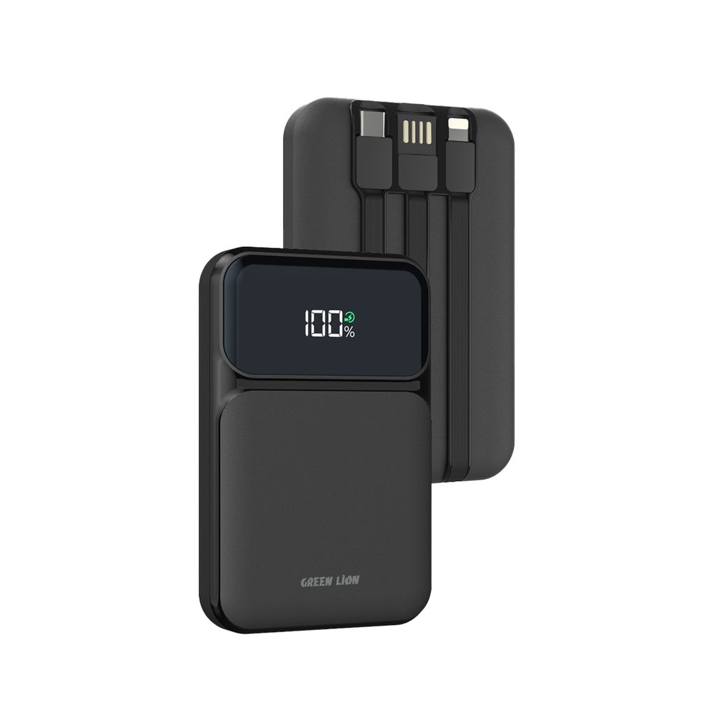 A Photo Of Green Lion 3 in 1 Integrated 10000mAh Power Bank - Black | GN3PB10PDWBK