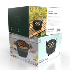 A Photo Of Green Lion Seven Burner Camping Stove with Storage Bag | GN7BCMCTOVEGN