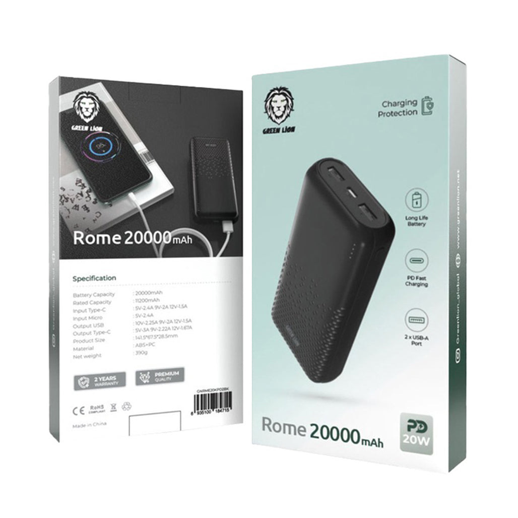 A Photo Of Green Lion Rome PD20W 10000 mAh Power Bank | GNRME10KPD2BK