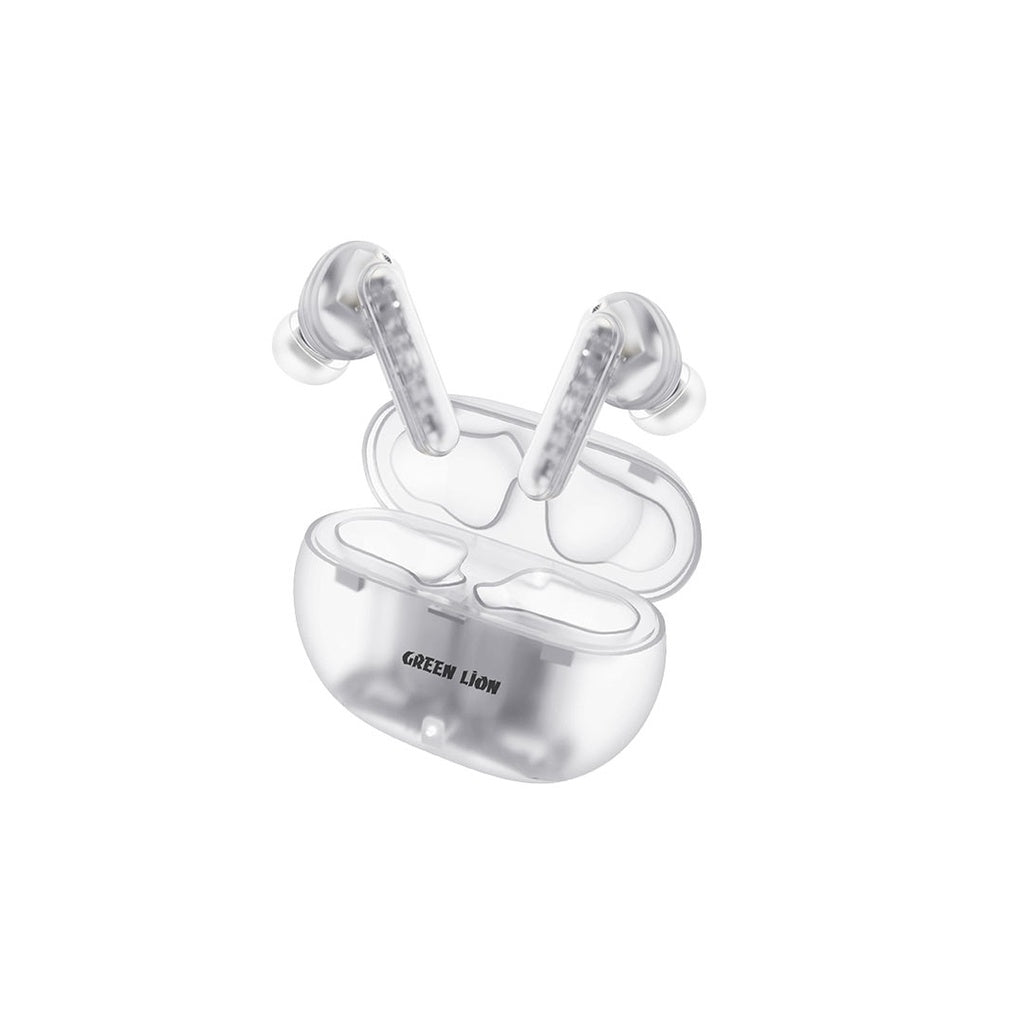 A Photo Of Green Lion Transparent Pro 2 Wireless Earbuds - White | GNTRAP2EARTR