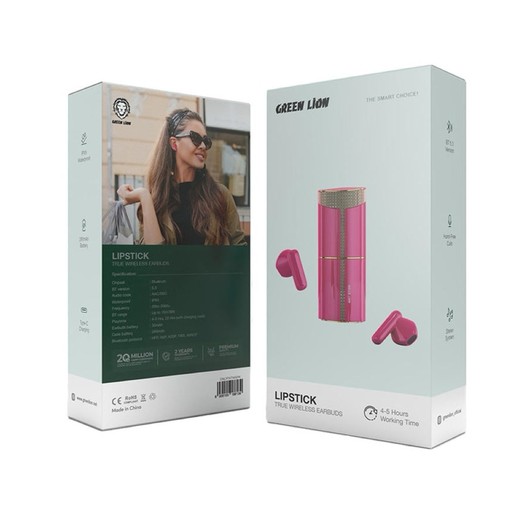 A Photo Of Green Lion Lipstick True Wireless Earbuds