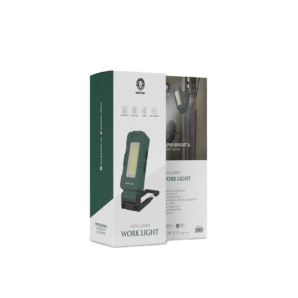 A Photo Of Green Lion High Lumen Work Light 1200mAh 400lm With Hook | GNHLWLGTGN