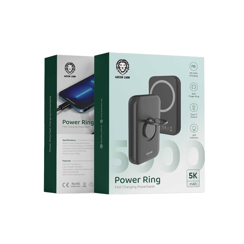 A Photo Of Green Lion Power Ring Fast Charging Power Bank | GNPRINGPB5KBK