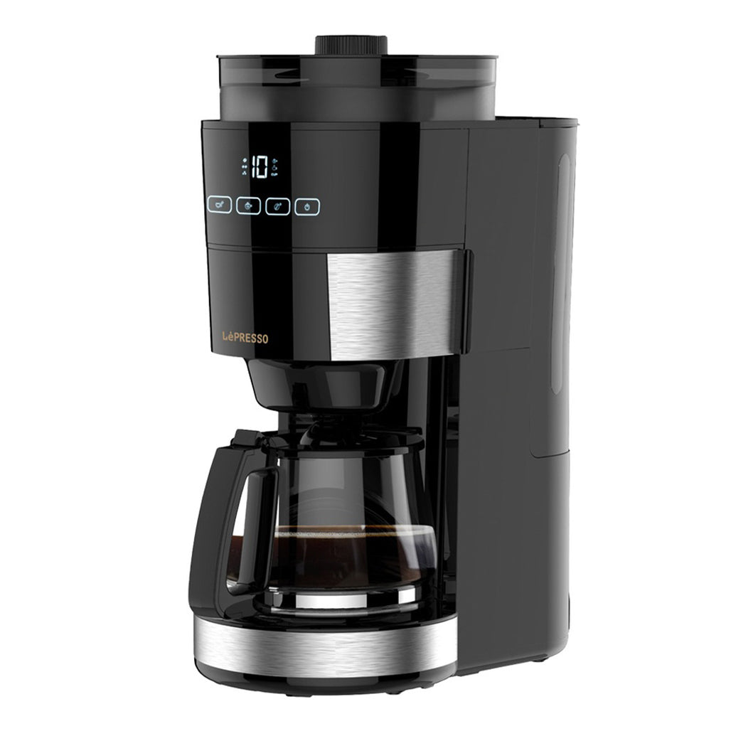 A Photo Of LePresso 1.2L 10-Cup Coffee Machine with Integrated Grinder & Warming Base – Black, BS Plug