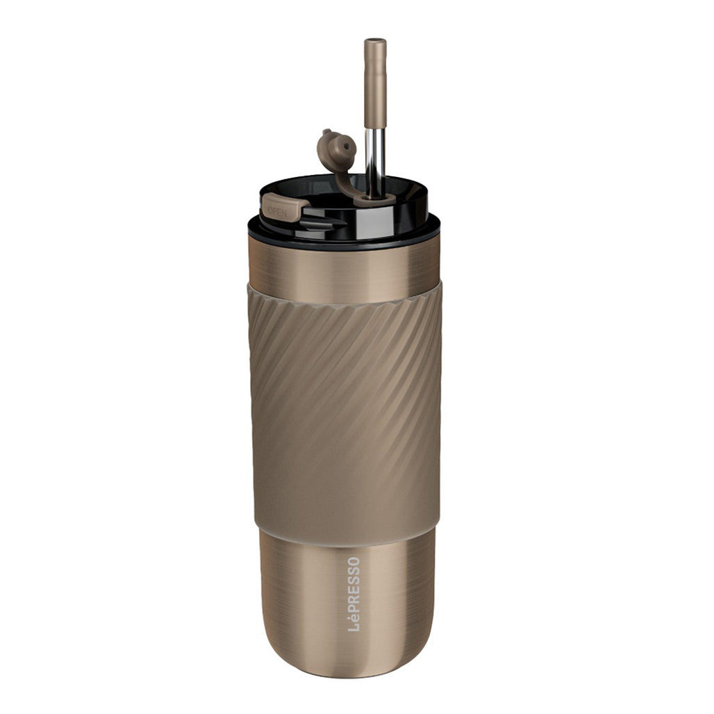 A Photo Of Lepresso Insulated Thermal Tumbler with Infusion Filter - 520ml Stainless Steel Bottle with Reusable Straw, Keeps Drinks Hot for 8 Hours and Cold for 10 Hours