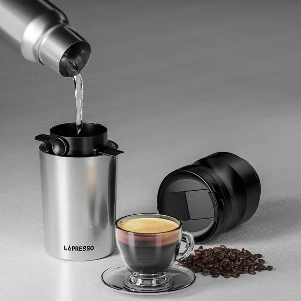 A Photo Of LePresso Portable Burr Grinder Coffee Maker with 400ml Travel Mug – Adjustable Grind Size & Quick Recharge