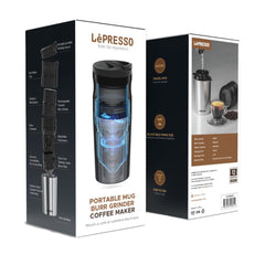 A Photo Of LePresso Portable Burr Grinder Coffee Maker with 400ml Travel Mug – Adjustable Grind Size & Quick Recharge