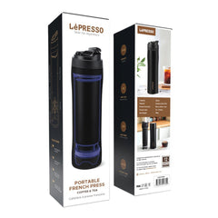 A Photo Of LePresso Black Stainless Steel Portable French Press - 350ml Coffee and Tea Brewer