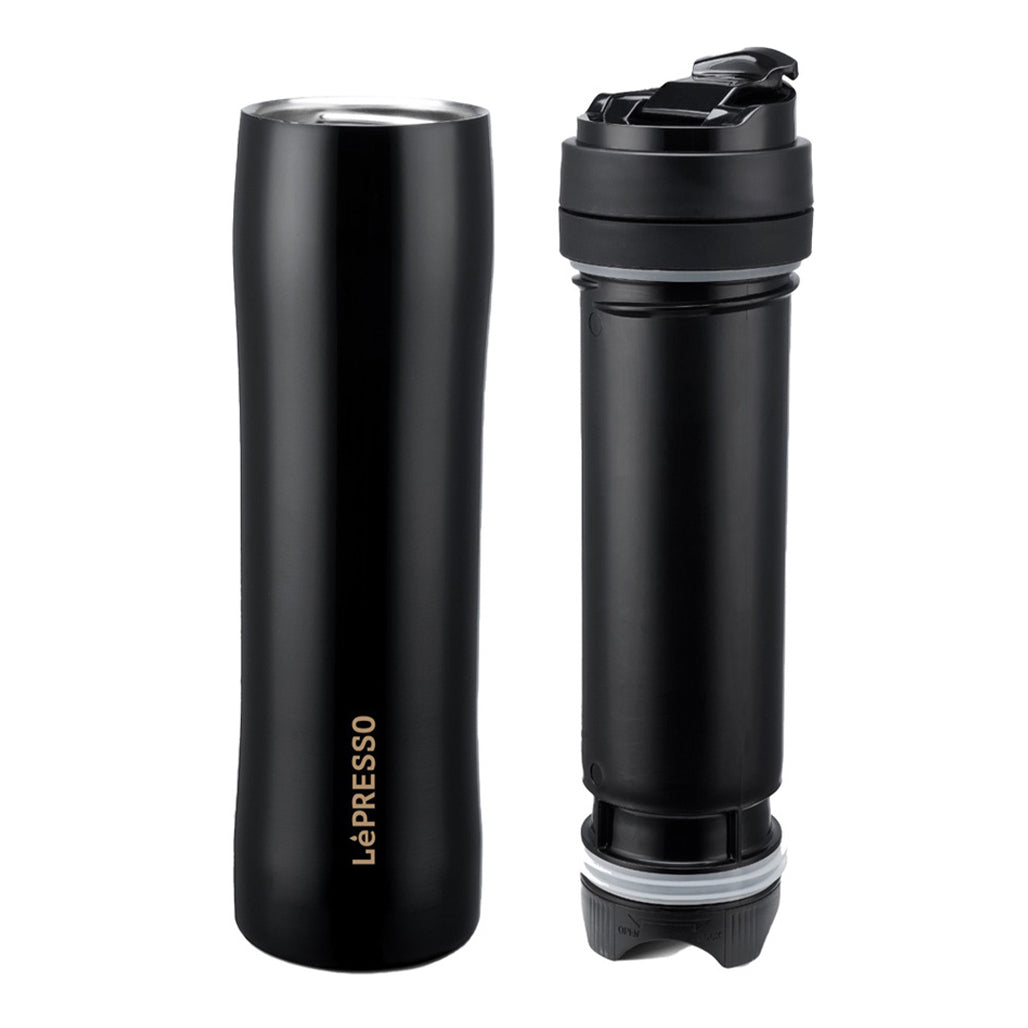 A Photo Of LePresso Black Stainless Steel Portable French Press - 350ml Coffee and Tea Brewer