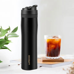 A Photo Of LePresso Black Stainless Steel Portable French Press - 350ml Coffee and Tea Brewer