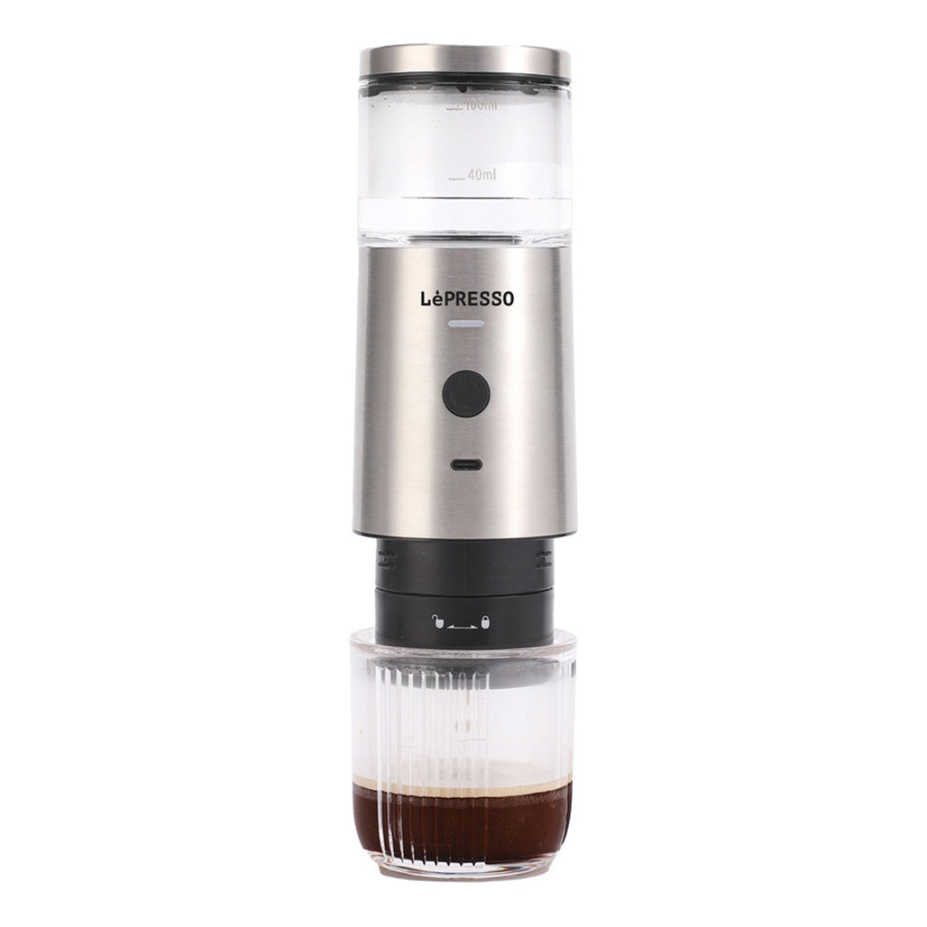 A Photo Of LePresso Portable Stainless Steel Espresso Maker – Compact & High-Pressure Coffee Machine