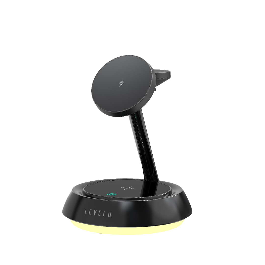 A Photo Of Levelo Sienese 3 In 1 Wireless Charger - Black | LVLSN31WCBK