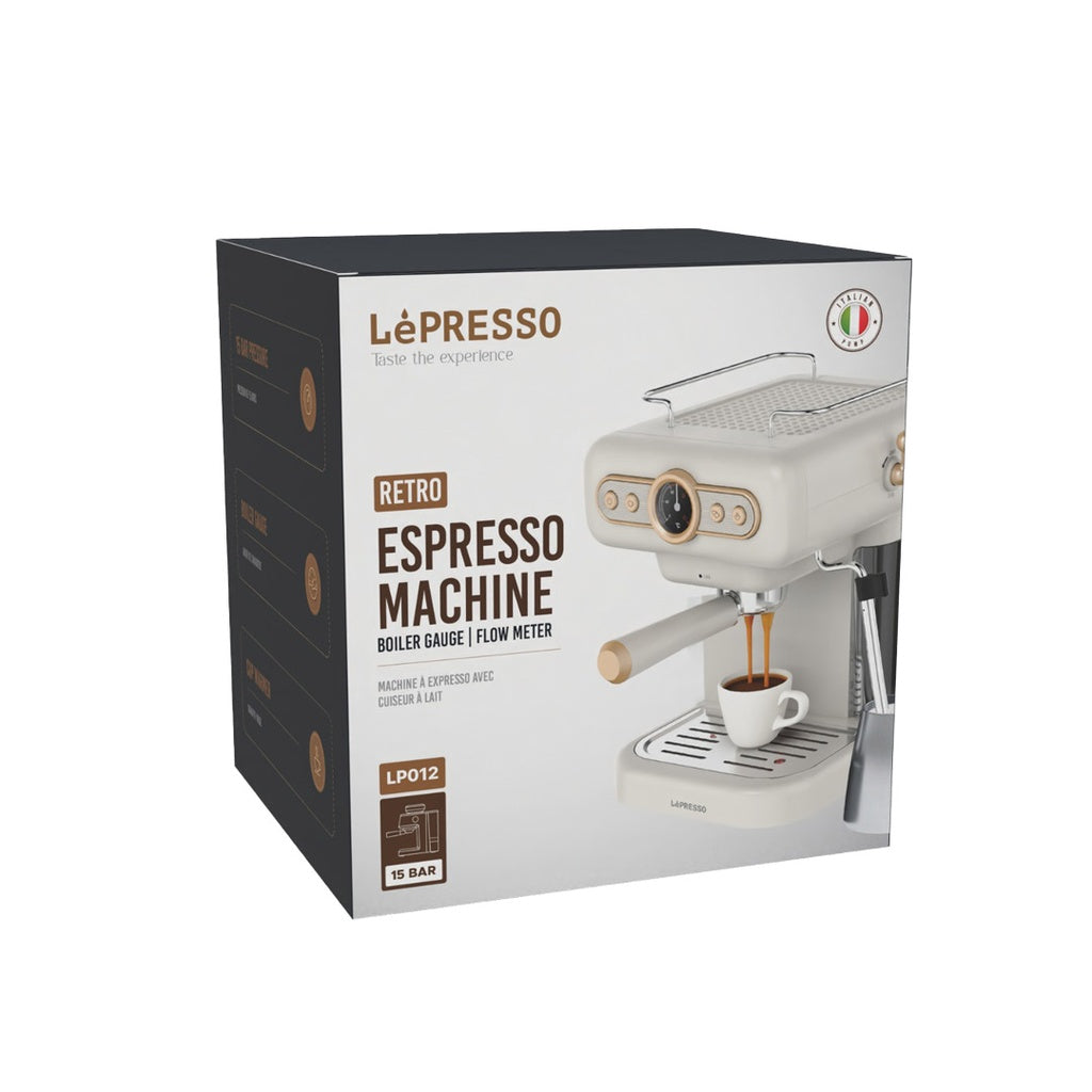 A Photo Of LePresso Retro Espresso Boiler Machine Gauge and Milk Steamer