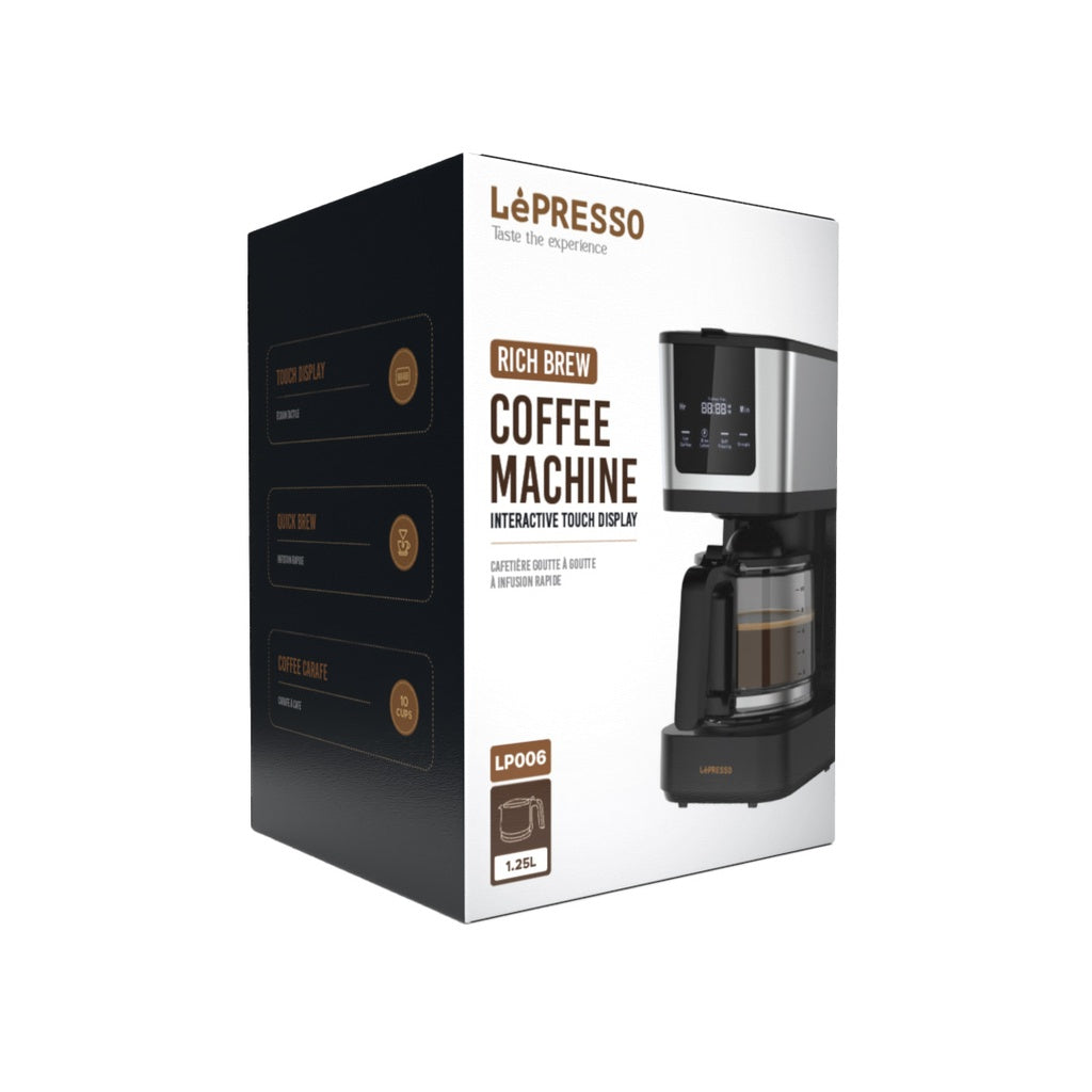 A Photo Of LePresso Rich Brew Coffee Machine Interactive Touch Display - Black | LPCFFM0006-BK