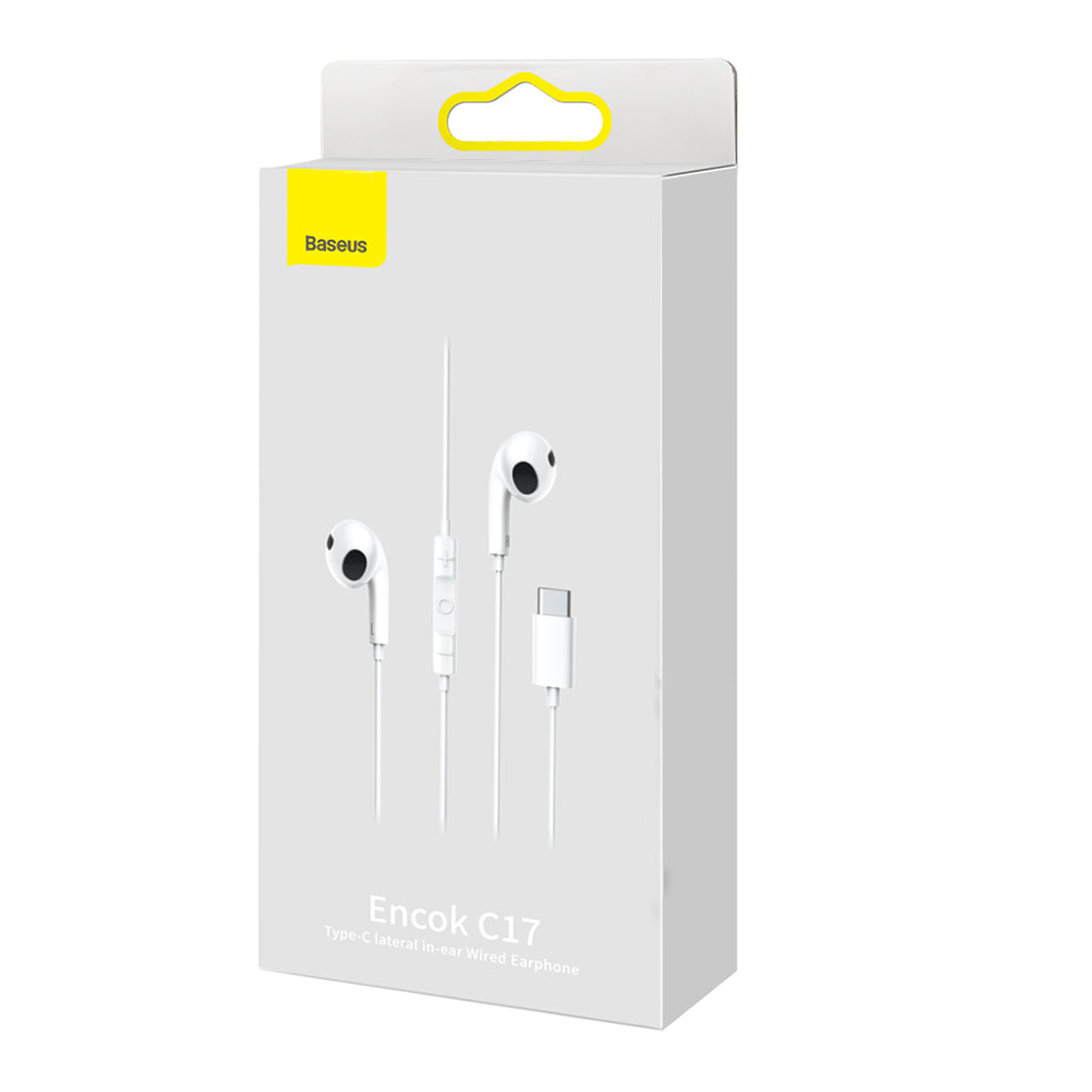 A Photo Of Baseus Encok C17 - in-Ear Wired Headphones with USB Type C Microphone - White