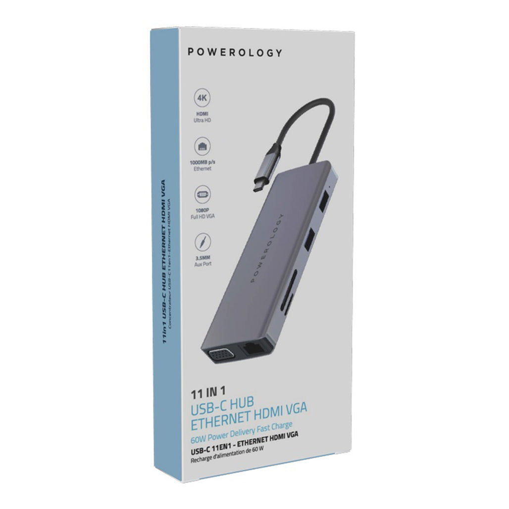 A Photo Of Powerology 11 in 1 USB-C VGA, Ethernet and HDMI Hub