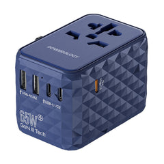 A Photo Of Powerology Universal Multi-Port Travel Adapter PD 65W ( 3X Type-C / 2X USB-A Ports )