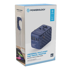 A Photo Of Powerology Universal Multi-Port Travel Adapter PD 65W ( 3X Type-C / 2X USB-A Ports )