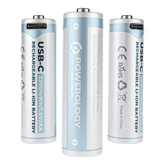 A Photo Of Powerology 1.5V Type-c Rechargeable Lithium-ion Battery AA Battery 2200mWh 4pcs per Pack