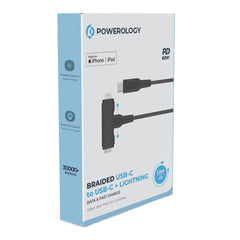 A Photo Of Powerology MFI Braided Type-C to Type-C and Lightning 2in1 C94 Cable 1.2M