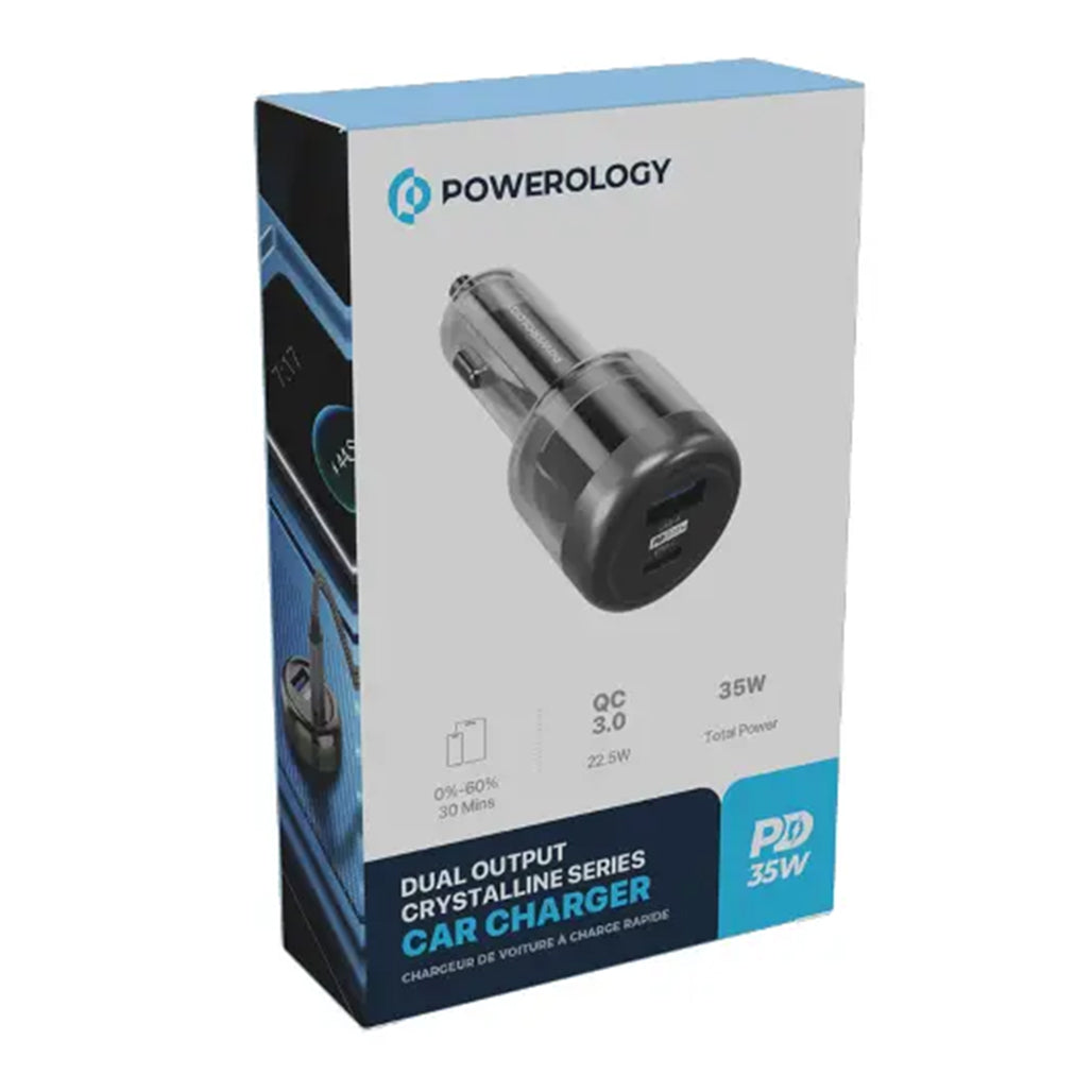 A Photo Of Powerology 38W Transparent Car Charger A+C Port version