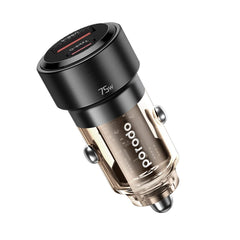 A Photo Of Porodo 75W Transparent Dual Port Car Charger PD 45W QC 30W | PD-75TDCC-BK