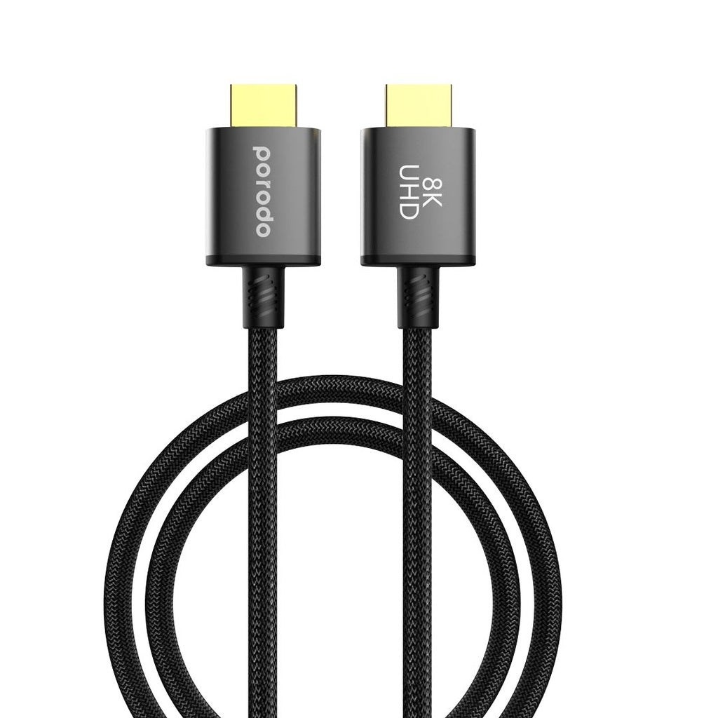 A Photo Of Porodo 8K HDMI PVC Cable 3M - Black | PD-8KHDM3-BK