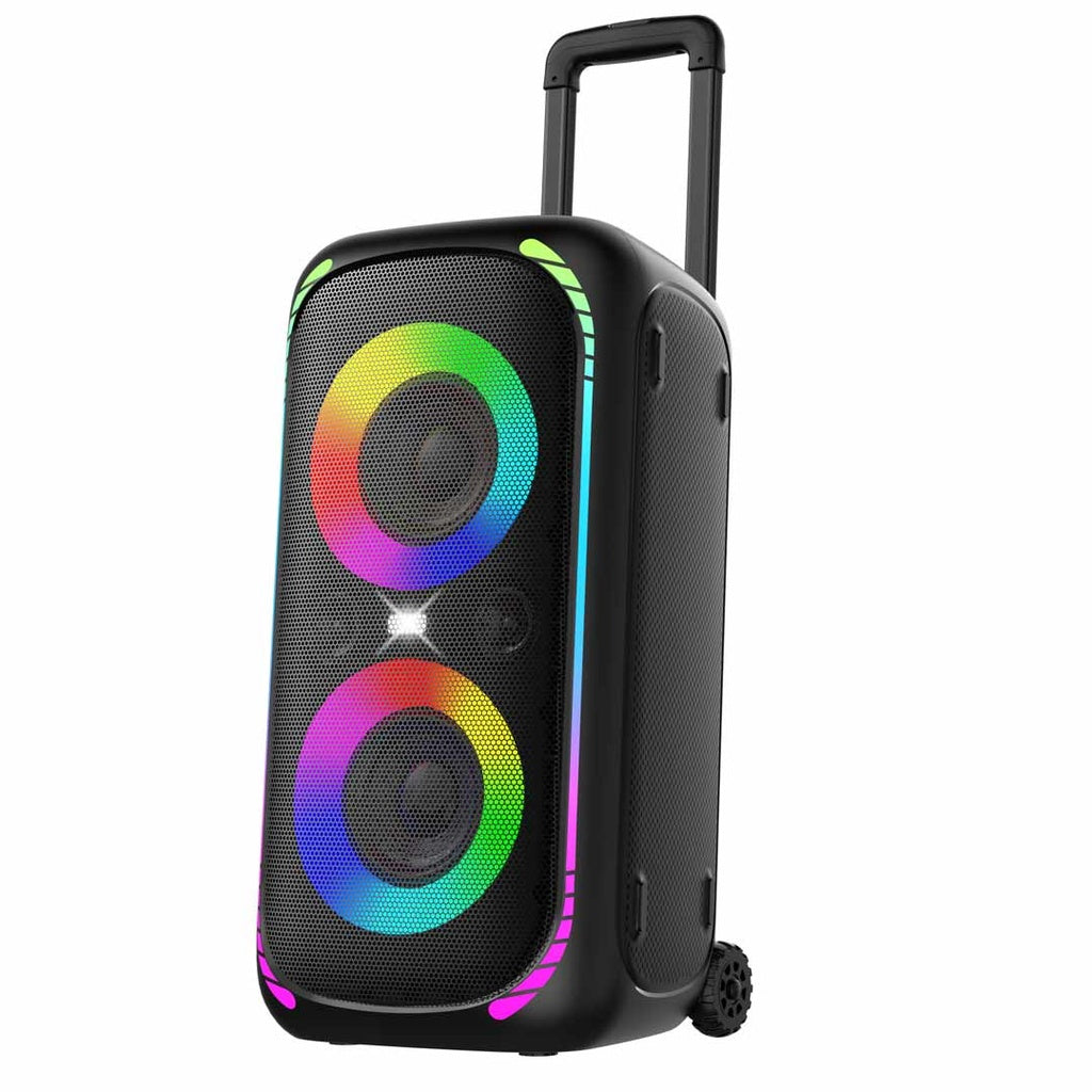 A Photo Of Porodo Soundtec 640W Party Speaker with Trolley - Black | PD-BASHX-BK