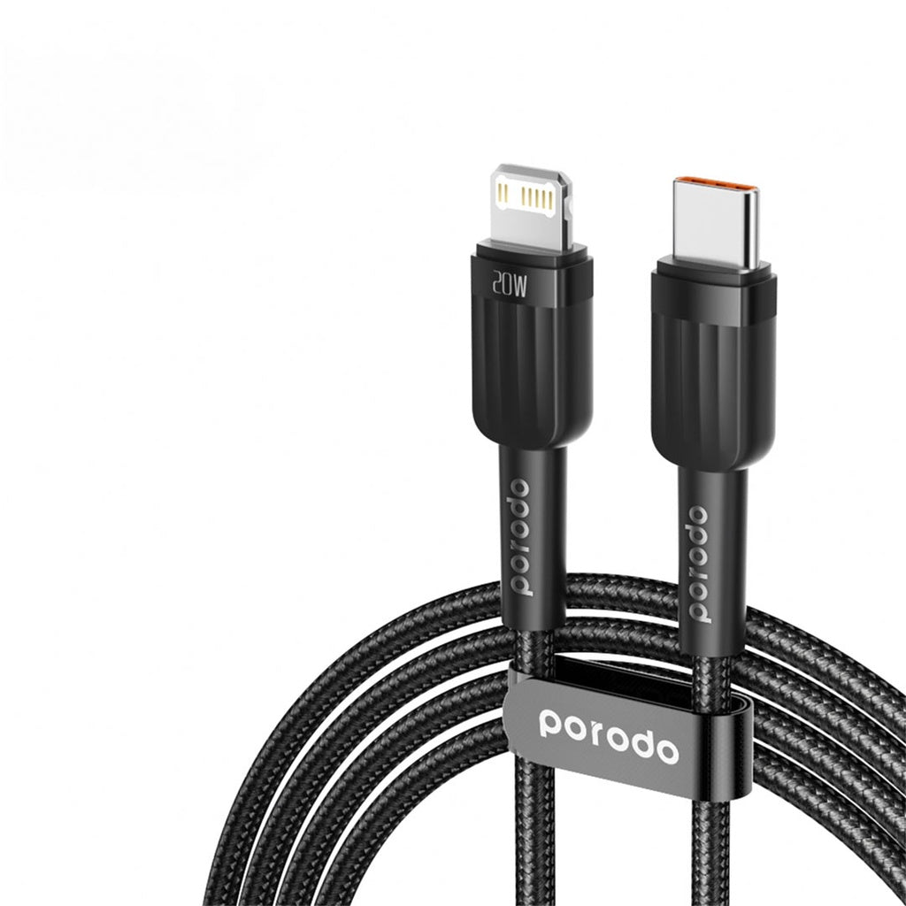 A Photo Of Porodo Braided 20W PD C to Lightning Fast charging Cable 1M