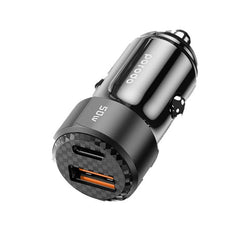 A Photo Of Porodo 50W Dual Port Car Charger PD 20W QC 30W with C to L Cable - Black | PD-CC50WL-BK